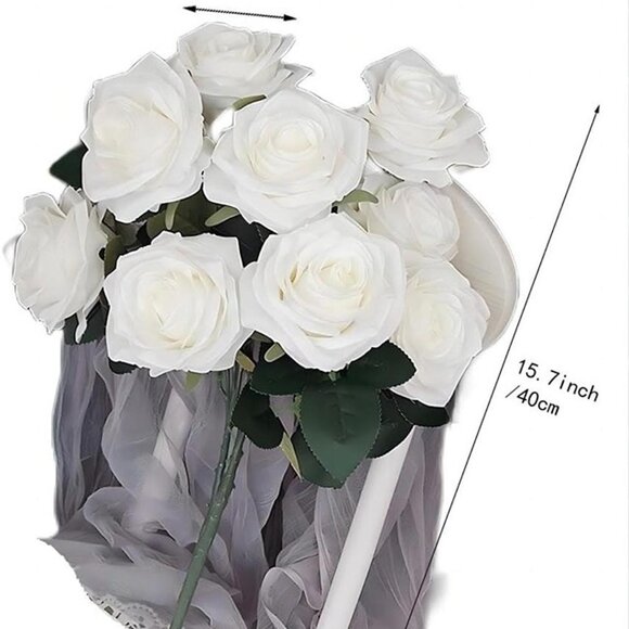 NEW Artificial Roses 10 Heads 2.8" Flowers Arrangement Silk Bouquet - Picture 4 of 8